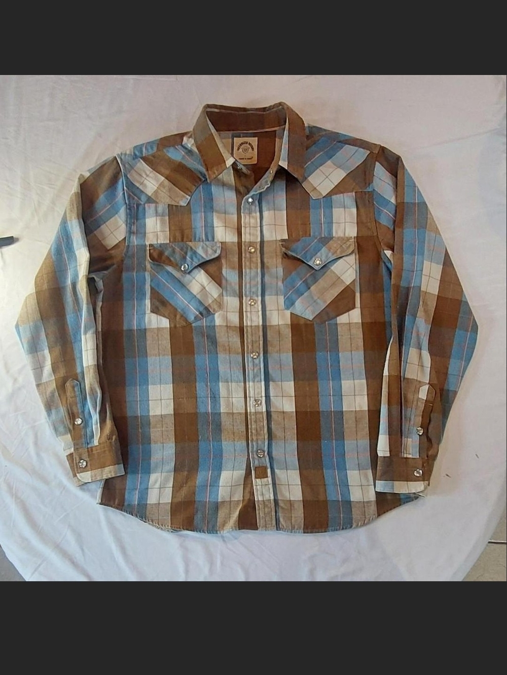 Dubinik Men's L Plaid Western Flannel Shirt Pearl Snaps Like New